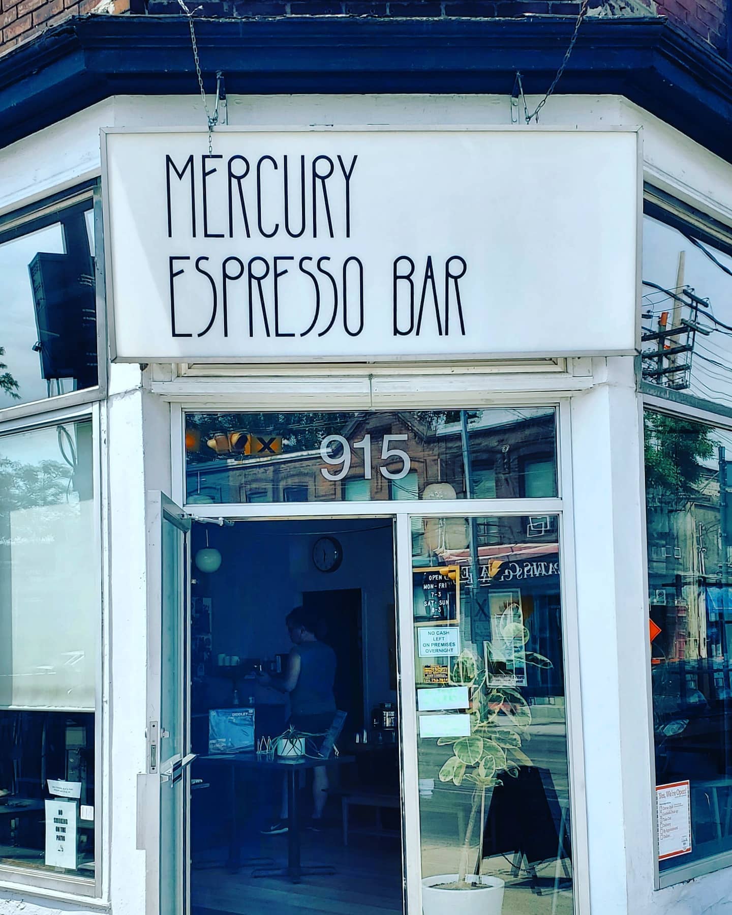 Mercury Espresso Bar storefront in Leslieville, Toronto