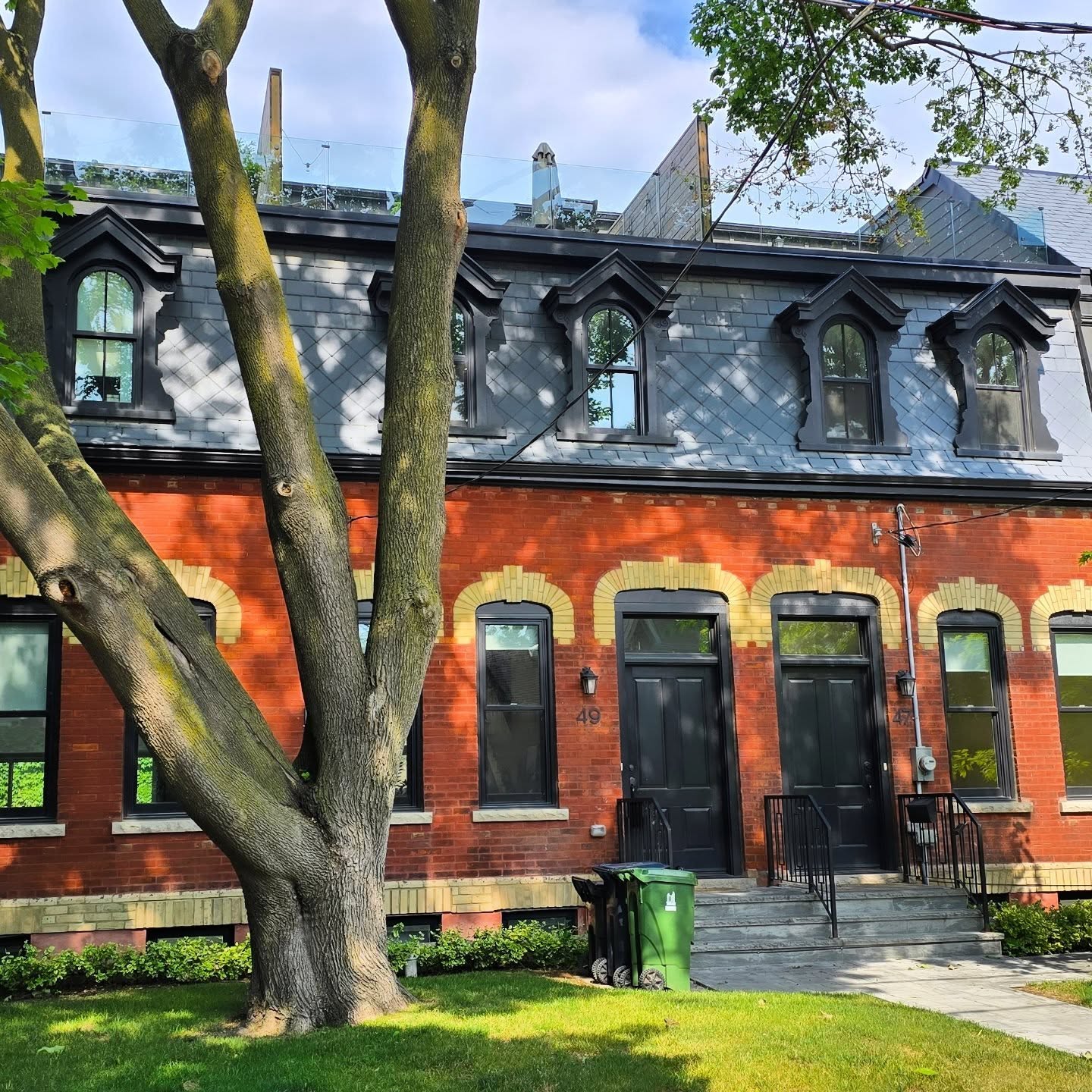 Brick Victorian rowhouses in Leslieville, Toronto