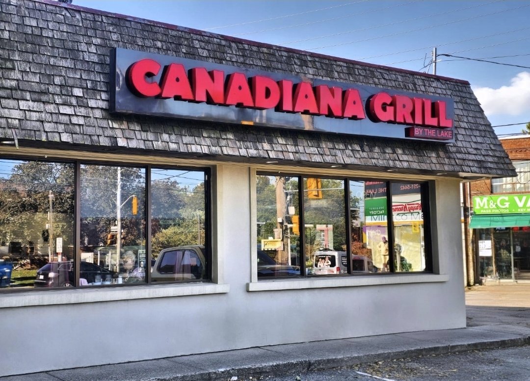 Canadiana Grill by the Lake diner storefront on Lake Shore Boulevard West, Mimico