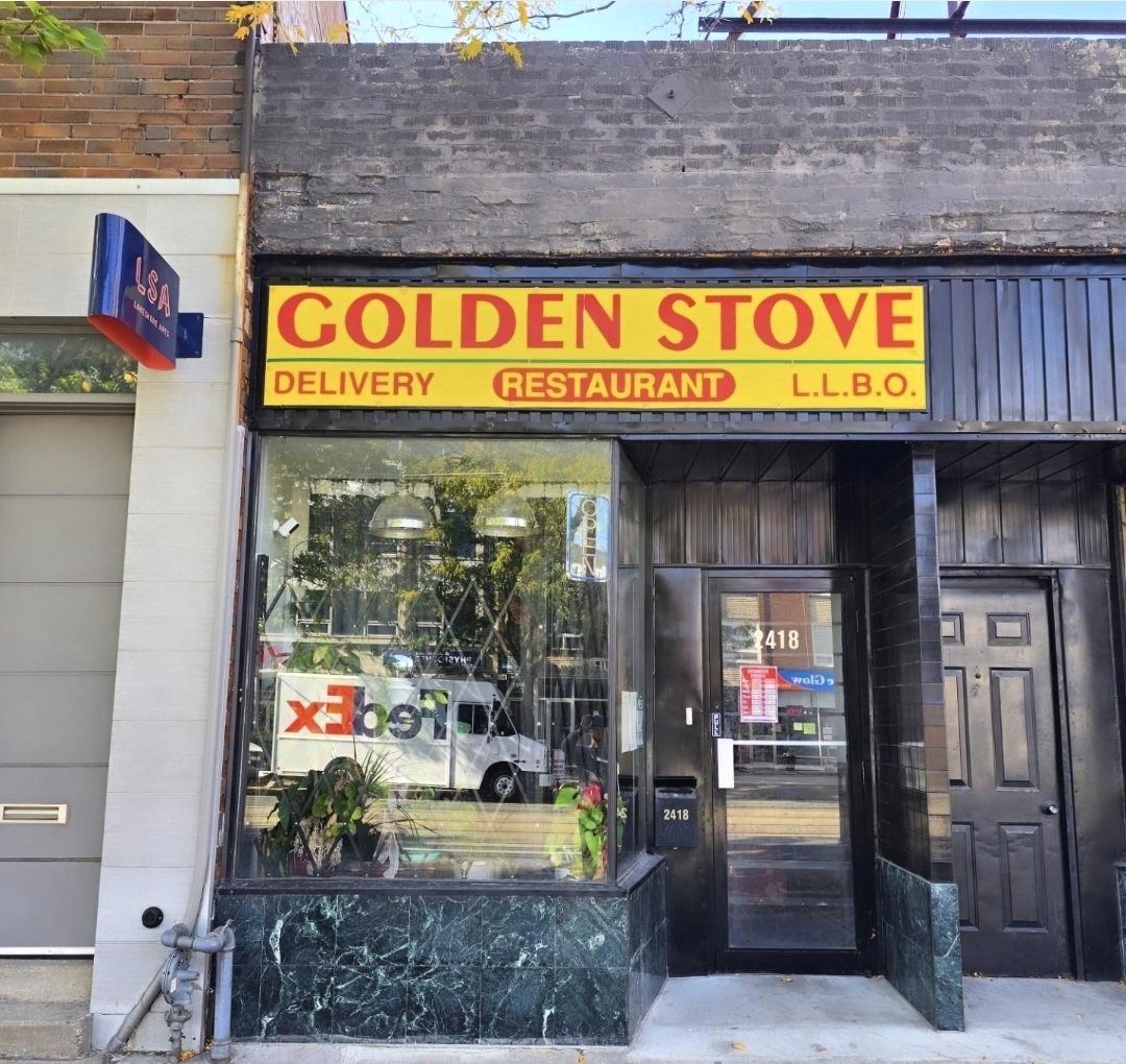 Golden Stove Restaurant storefront on Lake Shore Boulevard West, Mimico
