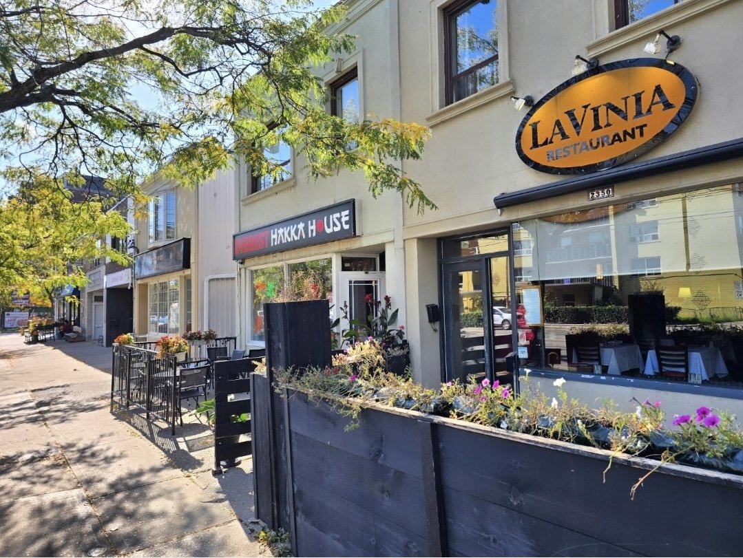 La Vinia Restaurant storefront on Lake Shore Boulevard West, Mimico