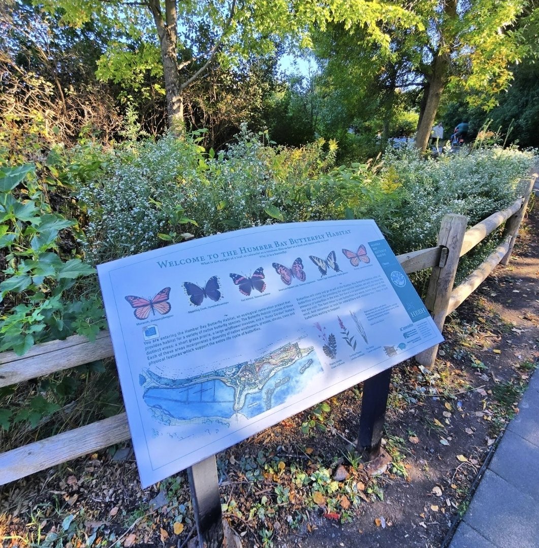 Welcome sign at the Humber Bay Butterfly Habitat in Humber Bay Park East