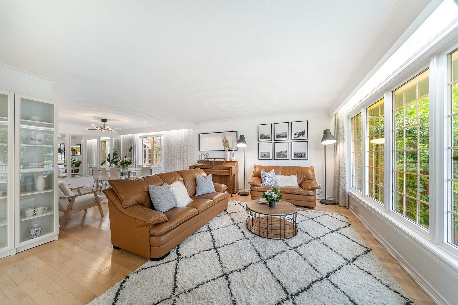 Staged open plan living room at 177 Clanton Park Road, Toronto, sold by Better Properties
