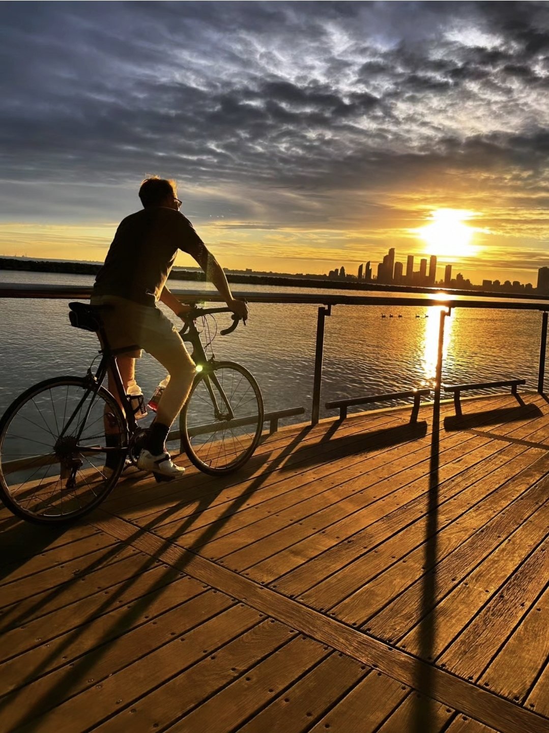 Sunset bike ride on the waterfront trail at Humber Bay Shores