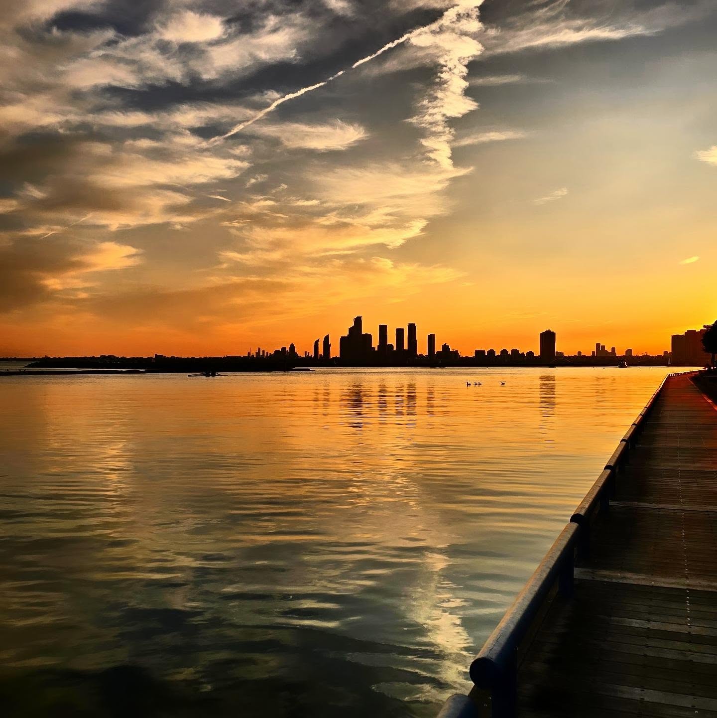 View across Humber Bay toward Ontario Place in Toronto