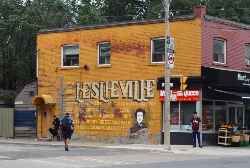 The iconic Leslieville mural on Queen Street East in Toronto