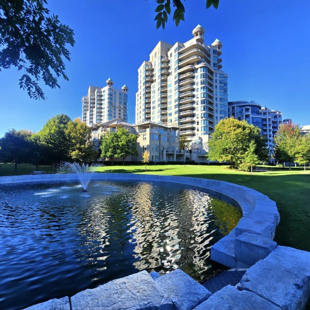 Newport Beach Condominiums, 2111 Lake Shore Blvd W — the waterfront towers behind the pond in Humber Bay Shores, Toronto