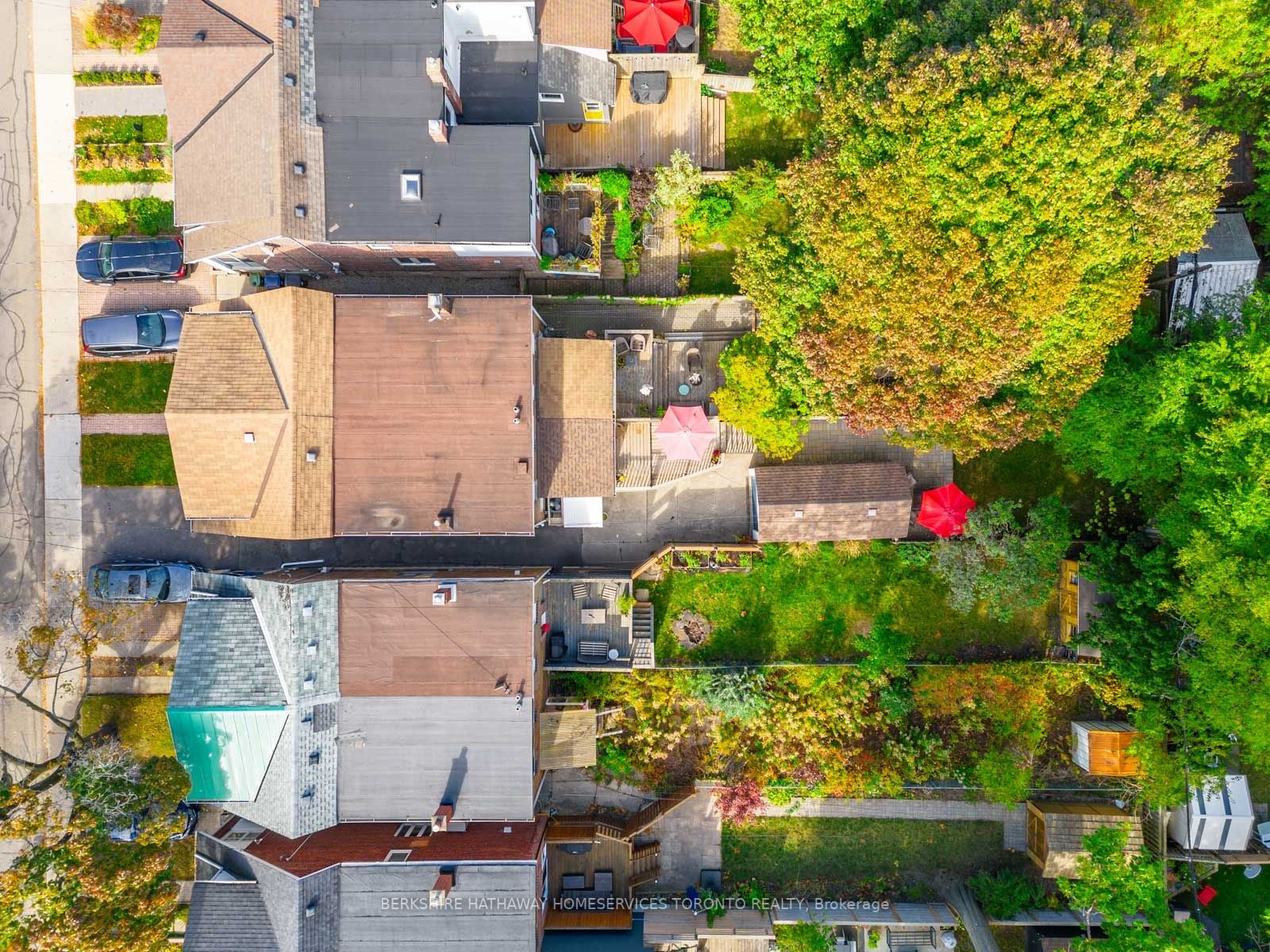 Aerial view of 193 Lawlor Avenue and the deep 140-foot lot