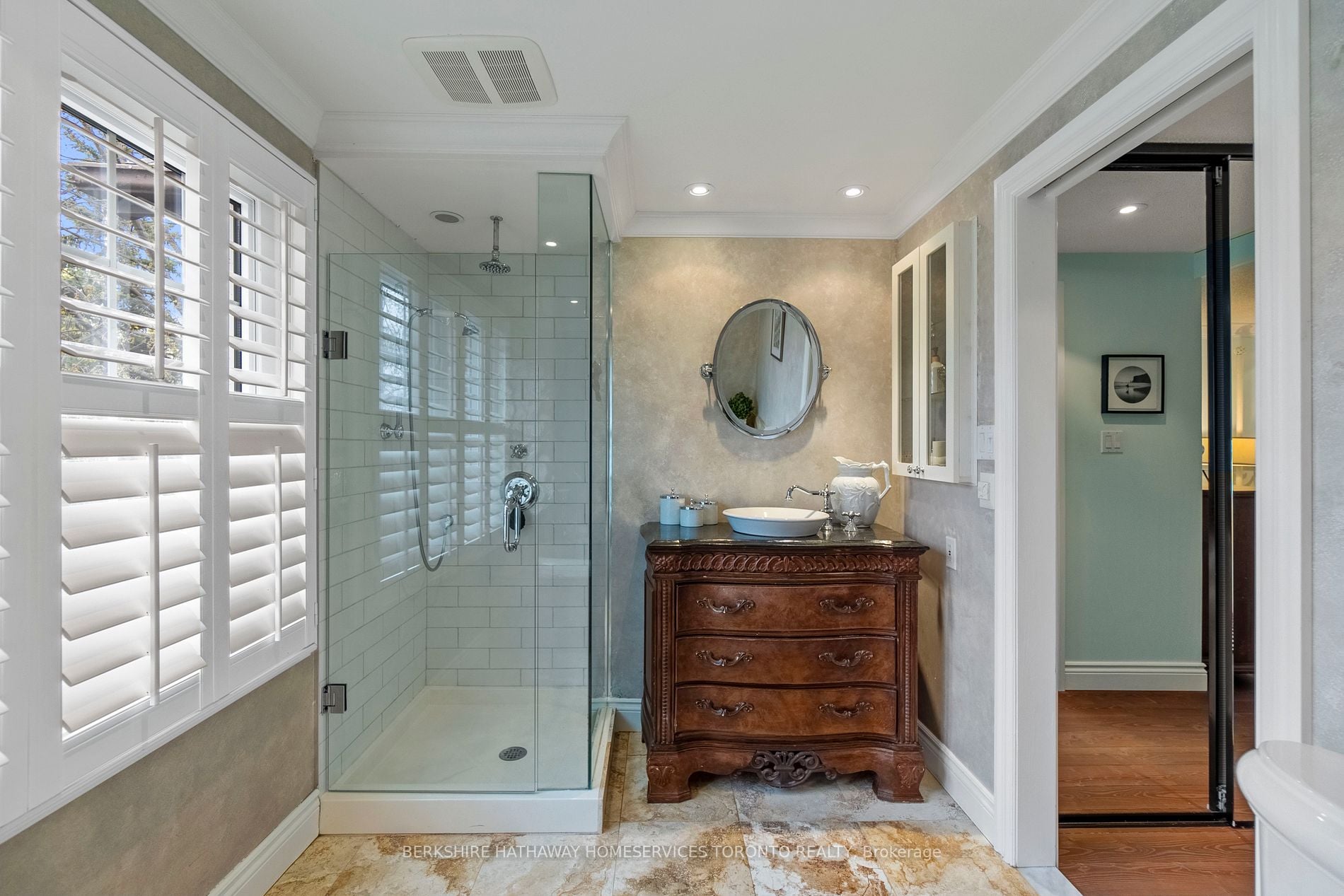 Primary ensuite with glass walk-in shower